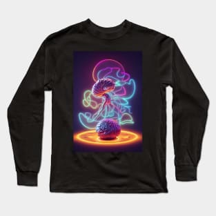 surreal glowing neon brain Long Sleeve T-Shirt